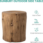 SUNBURY Outdoor Stump Side Table, Faux Wooden Concrete Side Table, Tree Stump - Image 7