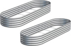 2PCS 8x2x1ft Galvanized Metal Raised Garden Bed Kit, Outdoor Planter Box by Easllre
