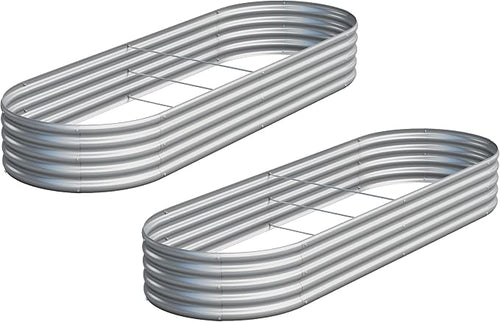 2PCS 8x2x1ft Galvanized Metal Raised Garden Bed Kit, Outdoor Planter Box by Easllre
