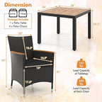 Tangkula 5 Pieces Rattan Outdoor Dining Set - Image 9