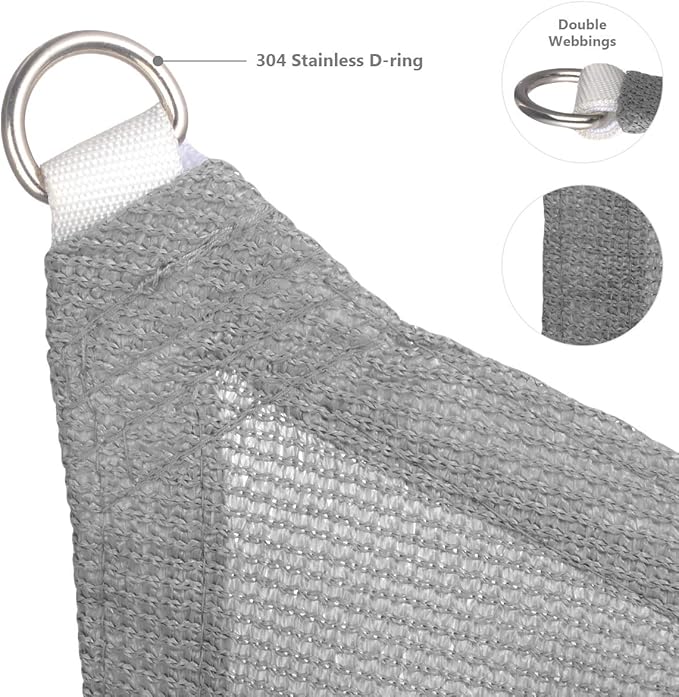 Eden's Decor Straight Flat-Edged Sun Shade Sail Rectangular 16' x 18' Grey - Image 2