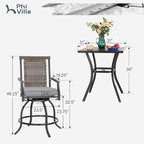 PHI VILLA 3 Piece Outdoor Bar Furniture Set, Counter Height Patio Bar Bistro - Image 7