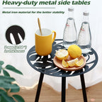 Metal Outdoor Side Tables Set of Two Small Outside Round End Table - Image 4