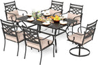 PHI VILLA 7 Pcs Patio Dining Sets, Outdoor Table Chair Set - Image 8