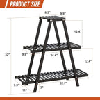 GHWIE Plant Stand Indoor Plant Shelf Outdoor bamboo Plant Rack, 3 Tiers Ladder - Image 7