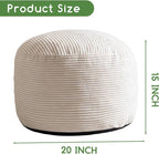HIGOGOGO Round Stuffed Pouf Ottoman, Corduroy Poufs - Image 2