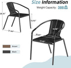 Amopatio Outdoor Dining Chairs Set of 4, Stackable Patio Chairs, Rattan Wicker - Image 5