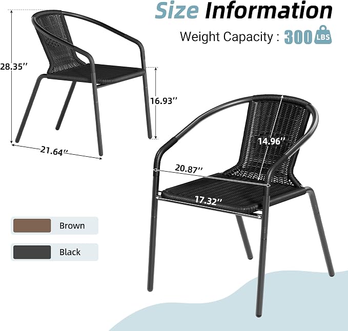 Amopatio Outdoor Dining Chairs Set of 6, Rattan Patio Chairs Wicker, Stackable - Image 5