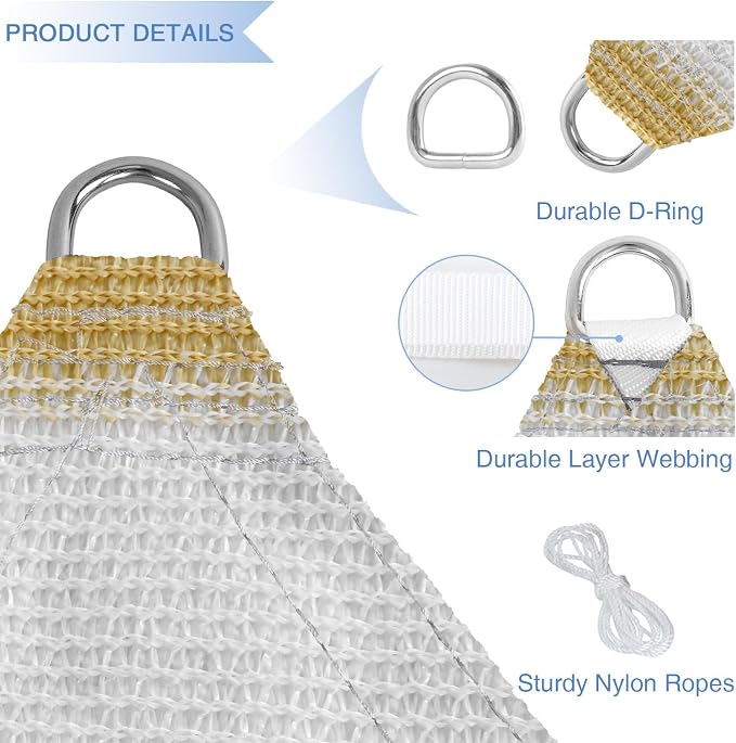 E&K Sunrise 16' x 16' x 16' Sun Shade Sail Triangle Canopy Shade Cover UV Block - Image 4