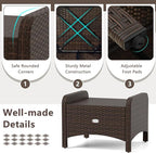 Tangkula 2 Pieces Outdoor Patio PE Wicker Ottomans - Image 6
