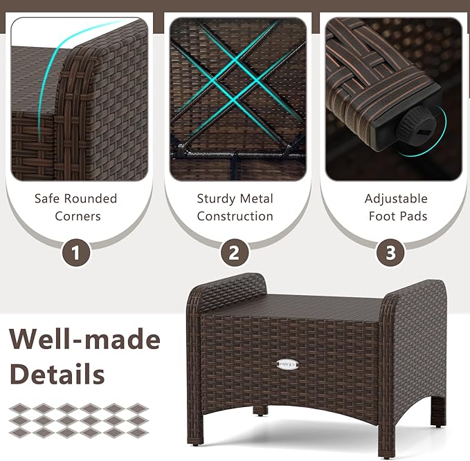 RELAX4LIFE Wicker Outdoor Ottomans - Image 7