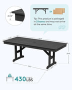 SERWALL Outdoor Dining Table, All Weather HDPE Outdoor Furniture - Image 2