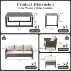 Belord 7 Piece Outdoor Furniture Patio Wicker Sofa Set, Oversize Outdoor Dining - Image 3