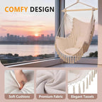 ONCLOUD Hammock Chair Hanging Rope Swing, Load Capacity Up to 550 LBS Macrame - Image 2