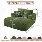 56" Oversized Chaise Lounge Chair Indoor, Plush Corduroy Sleeper Sofa Couch Bed - Image 2