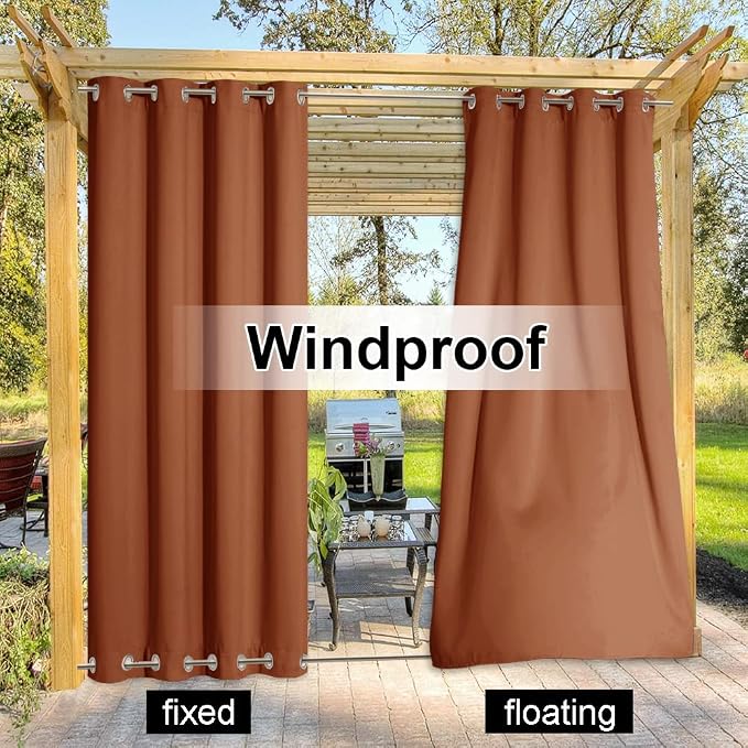 NICETOWN Outdoor Curtain for Patio Windproof, Thermal Insulated Rustproof Steel - Image 5