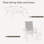 PHI VILLA 9 PCS Patio Dining Set, Aluminum Outdoor Furniture, Patio Table and - Image 7