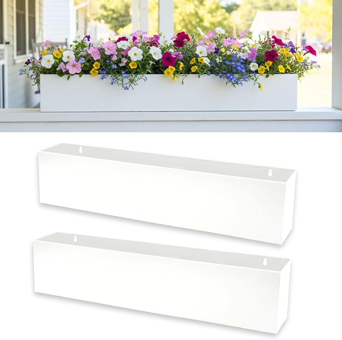 LaLaGreen Wall Planters for Outdoor White Carbon Steel Metal Hanging Flower Pots by L%C3%A1L%C3%A1Green