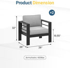 Wisteria Lane Patio Furniture Metal Armchair, Metal Outdoor Chairs - Image 2