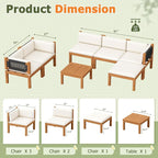 Devoko 7 Piece Acacia Wood Patio Sofa, Outdoor Sectional Coach and Love Seat - Image 3