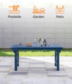HDPE Outdoor Dining Table, 66.9” Rectangle Patio Dining Table - Image 7