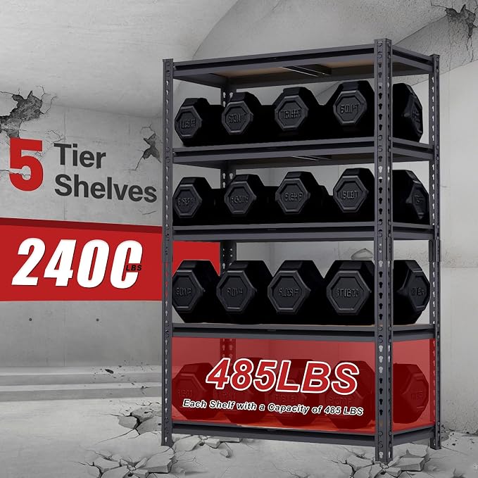 Garage Storage Shelves 2PCS, 2400 LBS Heavy Duty Shelving, Metal Garage Shelves - Image 4