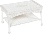 White Wicker Patio Coffee Table by Jeco