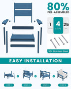 SERWALL Outdoor Patio Furniture Set, 5 Piece HDPE Patio Conversation Sets - Image 8