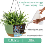 13 Inch 2 Pack Large Self Watering Hanging Planters - Image 3