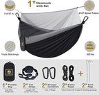 Camping Hammock with Net, Portable Lightweight Double Hammocks with Tree Straps - Image 2