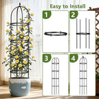 Obelisk Trellis for Garden Plants Climbing: 6ft Rustproof Metal Pipe - Image 7