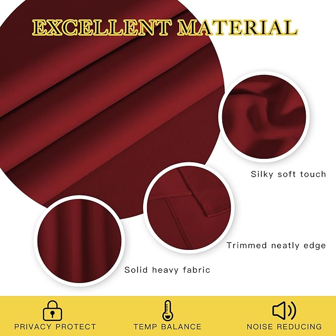 NICETOWN Burgundy Blackout Curtain Grommet - Image 4