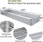 2 Pack 12x2x1FT Galvanized Raised Garden Bed Kit, Outdoor Metal Planter Box - Image 3