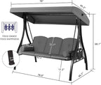 HOMREST 3 Seat Outdoor Porch Swing - Image 7