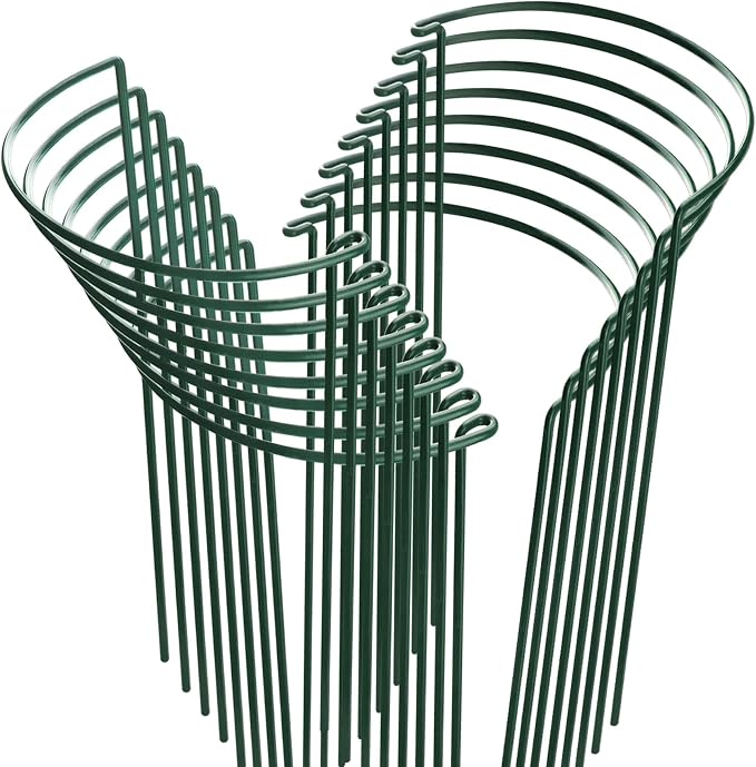 HiGift 16 Pack Plant Support Stakes, Half Round Metal Garden Plant Stake Indoor by HiGift