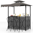 Tangkula 3 Piece Patio Bar Set, Grill Gazebo & 2 Foldable Bar Stools by TANGKULA
