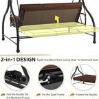 U-MAX Porch Swing Chair with Adjustable Backrest&Canopy, 3 Seat Patio Swing - Image 2