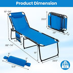GYMAX Lounge Chairs for Outside, Extra High Folding Beach Tanning Lounger - Image 3