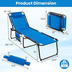 GYMAX Lounge Chairs for Outside, Extra High Folding Beach Tanning Lounger - Image 3