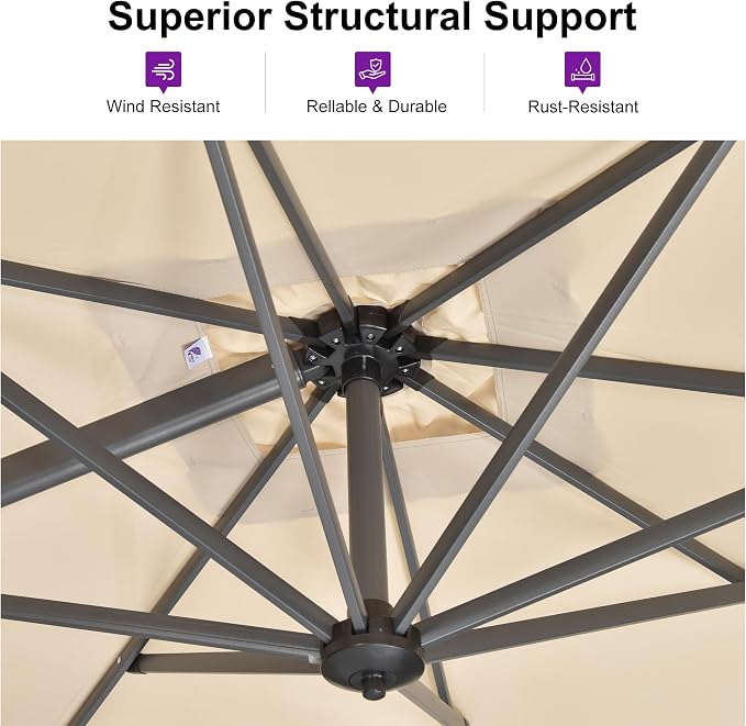 PURPLE LEAF 8'×8' Patio Cantilever Umbrella - Image 6