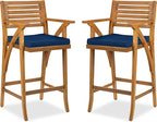 Best Choice Products Set of 2 Outdoor Acacia Wood Bar Stools Bar Chairs by BestChoiceProducts