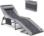 Devoko 4-Fold Padded Portable Folding Outdoor Chaise Lounge Heavy Duty by DEVOKO