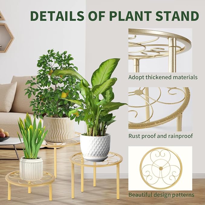 5-piece set of metal plant potted flower racks, heavy-duty flower pot plant - Image 6