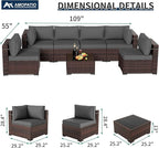 Patio Furniture Sets with Waterproof Cover, 7 Pieces Outdoor Rattan Sectional - Image 6