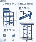 3-Piece Adirondack Bar Table and Chair Set, HDPE All-Weather Bar Height Chairs - Image 2