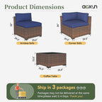 Aoxun 11 Piece Patio Furniture Set Wicker Rattan Patio Conversation Set Outdoor - Image 9