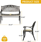 DWVO Cast Aluminum Outdoor Bench, 39.4’’ Patio Garden Benches - Image 3