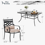 PHI VILLA 7 Pcs Patio Dining Set, Outdoor Table Chair Set - Image 8