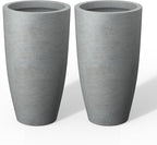 Kante 23.6" H Natural Concrete Tall Planters, Large Outdoor Indoor Decorative by Kante