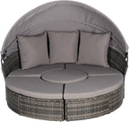 Merax 5 Pieces Outdoor Patio Round Daybed Furniture, All-Weather Wicker - Image 7